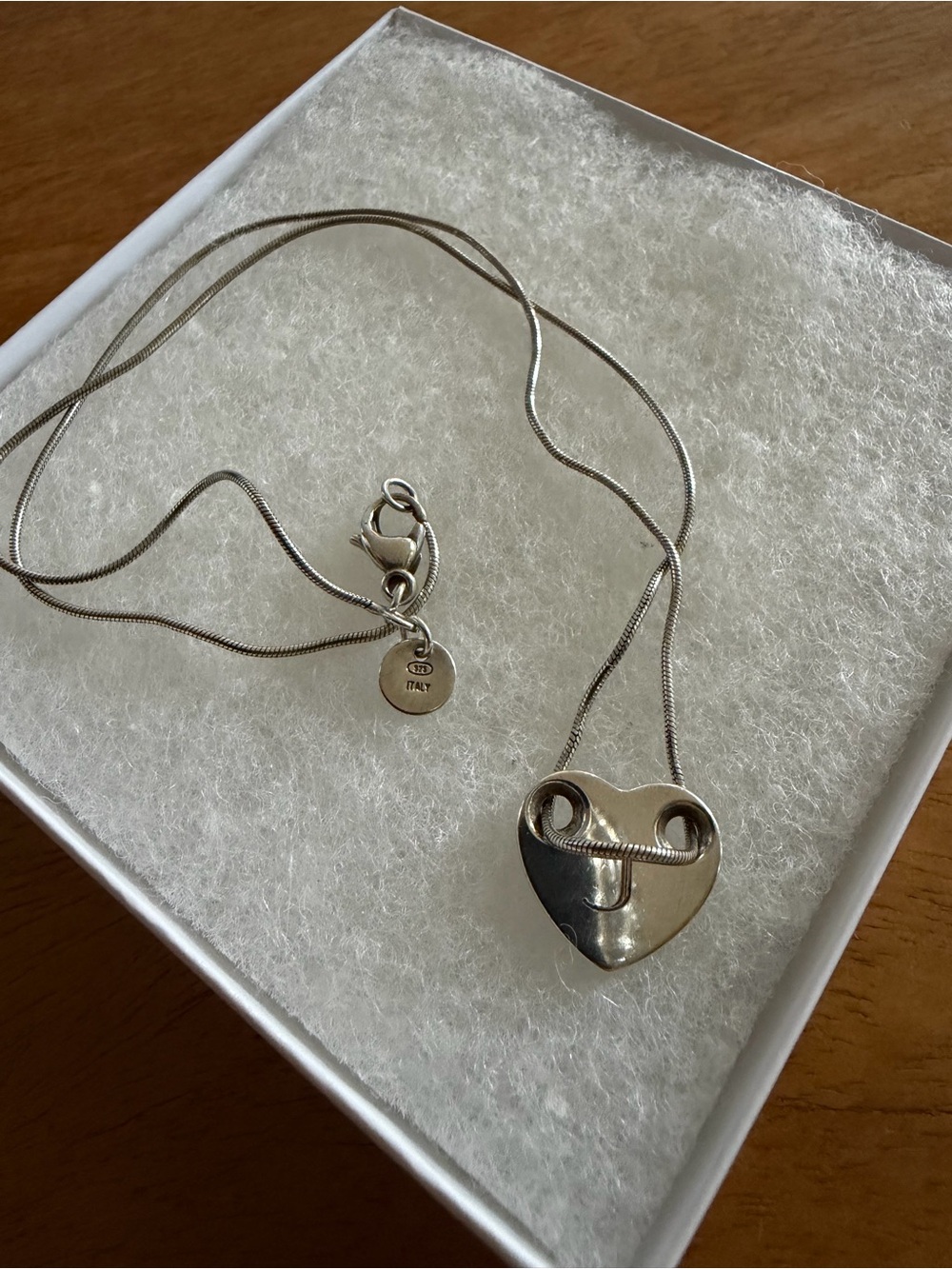 Tiffany & Co Sterling Silver Heart Necklace – 925 Italy, Engraved “V & J” - Picture 5 of 10